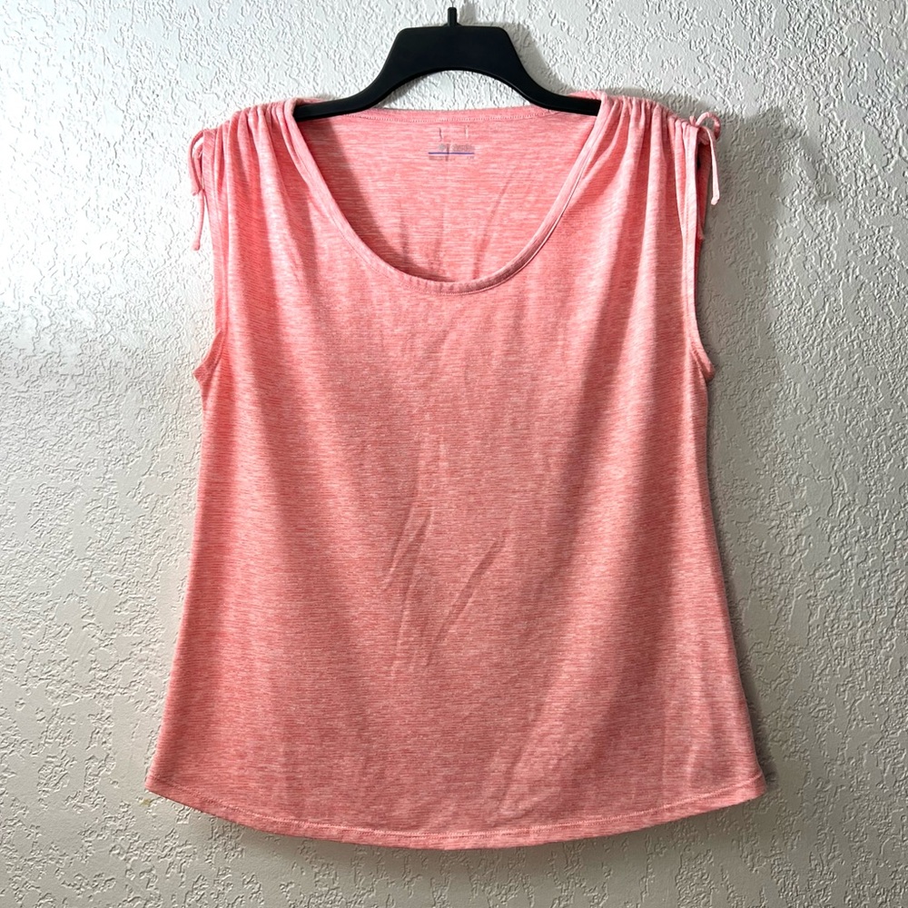 Columbia Pink Salmon Ruched drawstring tie shoulder sportswear Casual shirt Tops
